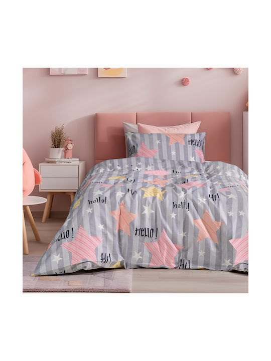 Beauty Home Сет Единично с Ластик Сив Розов 105x200см Beauty Home Сет Единично с Ластик Сив Розов 105x200см