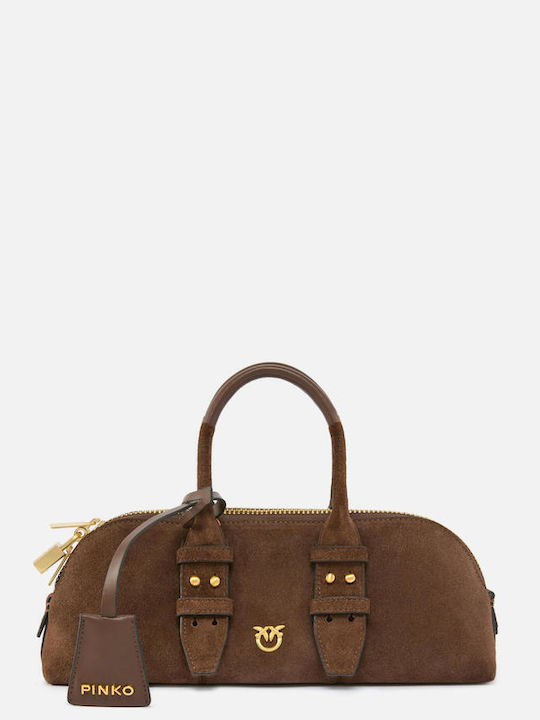 Pinko Baguette Leather Women's Bag Handbag Brown