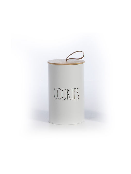 Nef-Nef Homeware Metallic Cookie Jar White 12x12x20cm