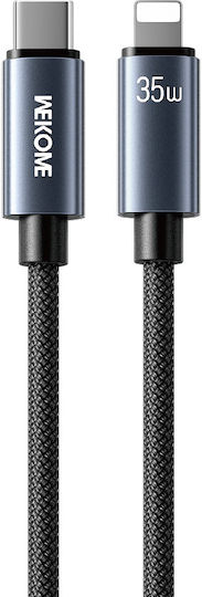 WK Wdc-65 Geflochten USB-C zu Lightning Kabel 35W Schwarz 1.2m