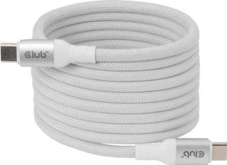 Club3D Braided USB 2.0 Cable USB-C Male - USB-C 240W PD White 2m