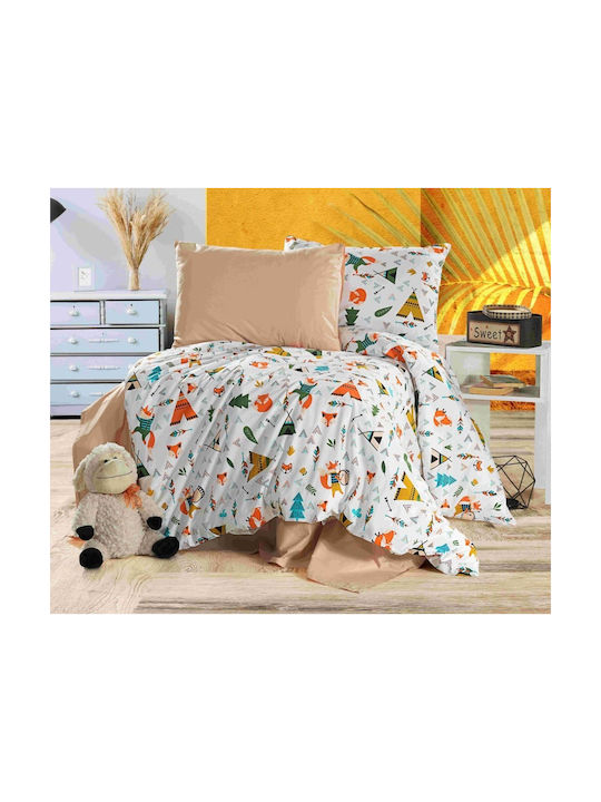 MayHome Set Kids Duvet Cover Semi-double with Pillowcase Cotton Beige 180x240cm