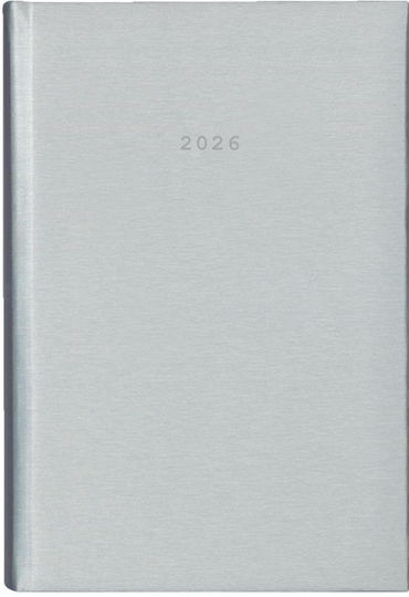 Next Diary 2026 Metallic Daily Bound Silver 17x25cm Printing Option