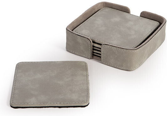 Nef-Nef Homeware Coaster made of Leatherette Gray 10x10cm 6pcs