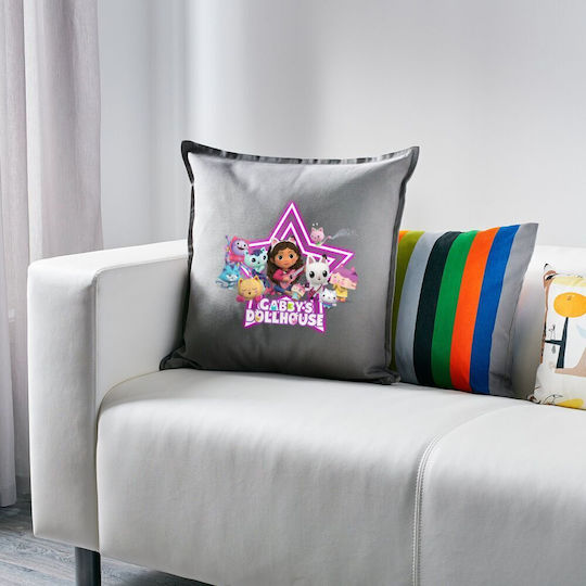 Gabby Dollhouse Dollhouse Pillow Gray 100% Cotton Includes Filling 50x50cm