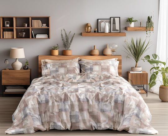 Beauty Home Set Super dublu 4buc 170x200+32cm cu Elastic Renoir Art 12338 Beige