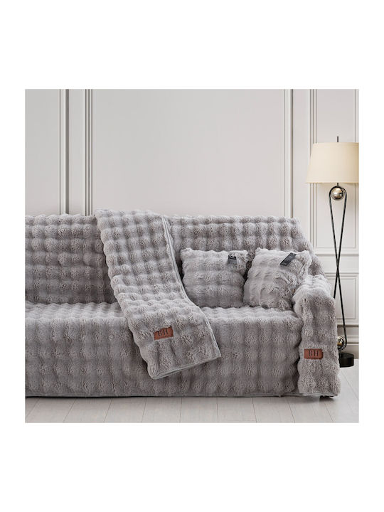 Beauty Home Decke Dreisitzer-Sofa Pelzartig 180x300cm Graue 8721TΡΙΘ