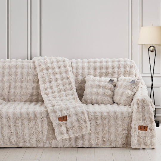 Beauty Home Ριχτάρι Τριθέσιου Καναπέ Γούνινο 180x300εκ. Εκρού 8723ΤΡΙΘ