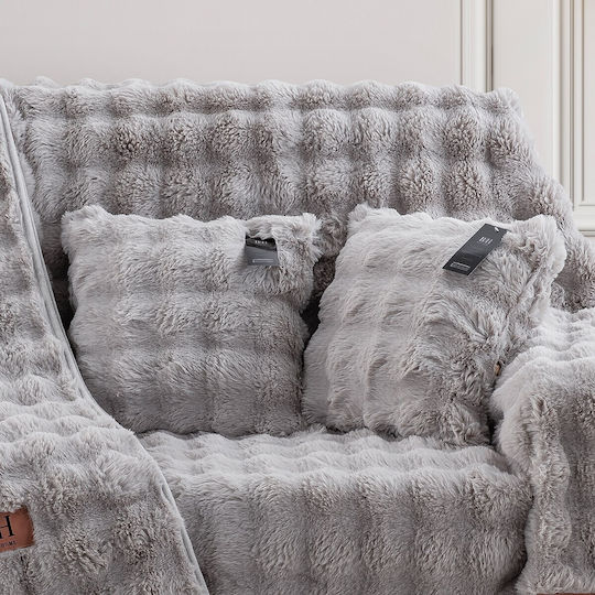 Beauty Home Διακοσμητική Μαξιλαροθήκη από Γούνα Γκρι 40x40εκ.