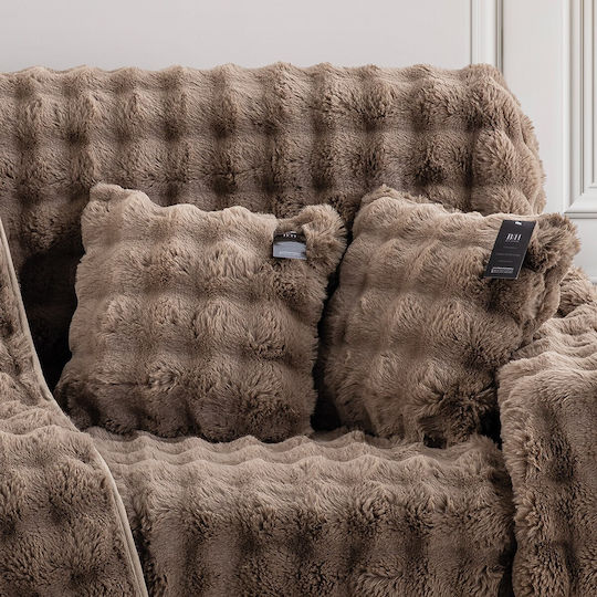 Beauty Home Furry Decor Pillow Case in Mocha Color 40x40cm