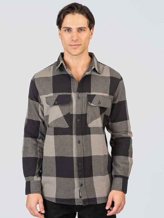 Rebase Langärmlig Flanell Hemd Geprüft Black/Md...