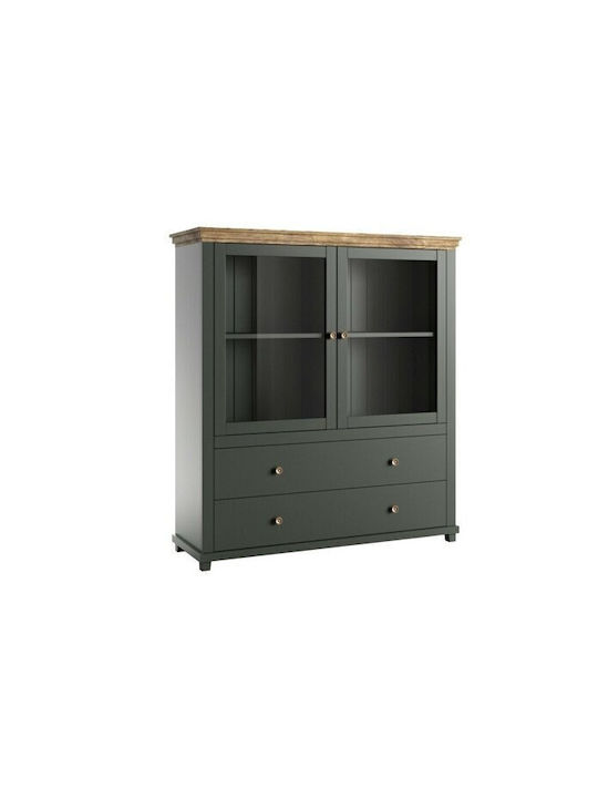 Bufet Tolnue 105 din Metal & Sticlă cu Sertare Dark Green 42x42x126cm