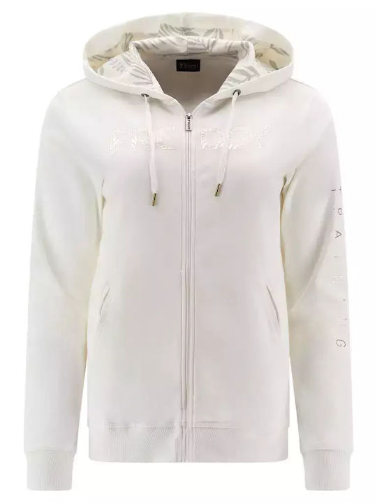 Freddy Sweatshirt Ζακέτα Λευκή με Κουκούλα