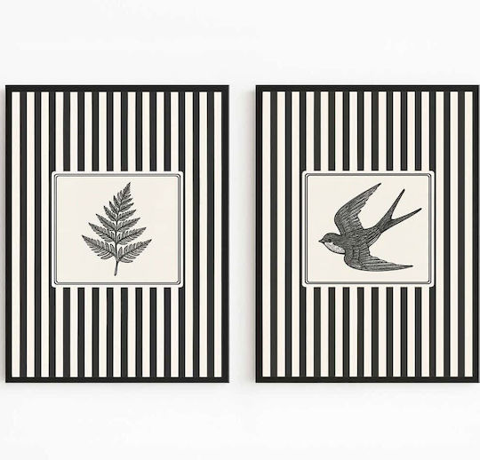 Frames Set 2 Pieces 693bse6154 50x70cm Black-White Wallity Vertical MDF Wood