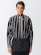 Crescenza Women's Striped Long Sleeve Shirt Black