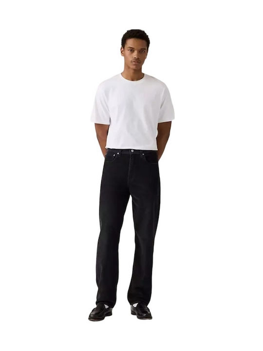 568 Ανδρικό Παντελόνι Τζιν με Loose Straight Εφαρμογή Black