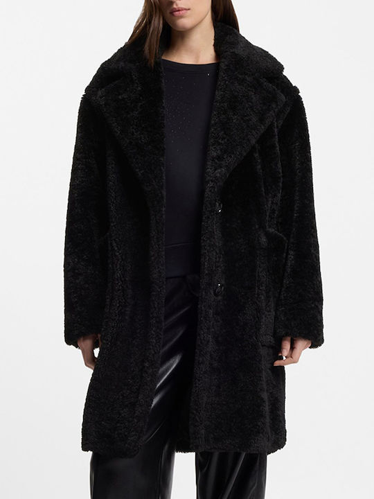 Boss Women's Black Coat with Fur Details