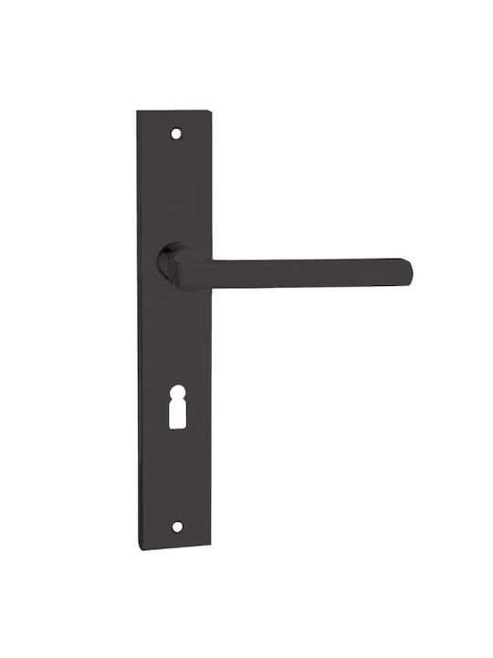 Finetto Lever Front Door with Plate Right Art.080056 Black