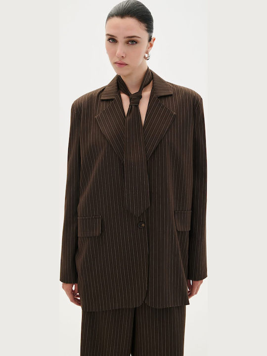 Combos Knitwear Γυναικείο Σακάκι Brown