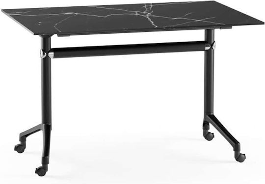 Snap Esstisch Holz mit Kunststoffrahmen Marmor-Effekt Schwarz 120x48x69cm