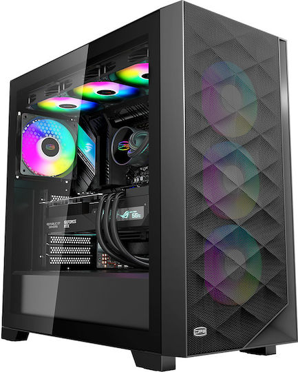 PCCOOLER C3D510 Gaming Micro Tower Carcasă PC cu Deschidere Laterală și Iluminare ARGB Neagră