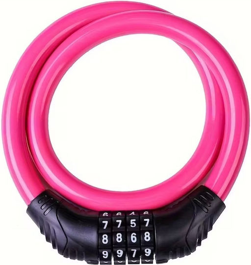 Bicycle Cable Lock Combination 10.5x700mm Pink