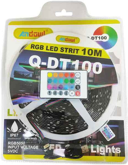 Waterproof LED Strip USB 5V RGB Light 10m with Power Supply & Remote Control