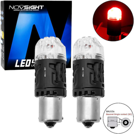 NovSight Lamps Car & Motorcycle PY21W-BAU15s LED Red 12V 60W 2pcs