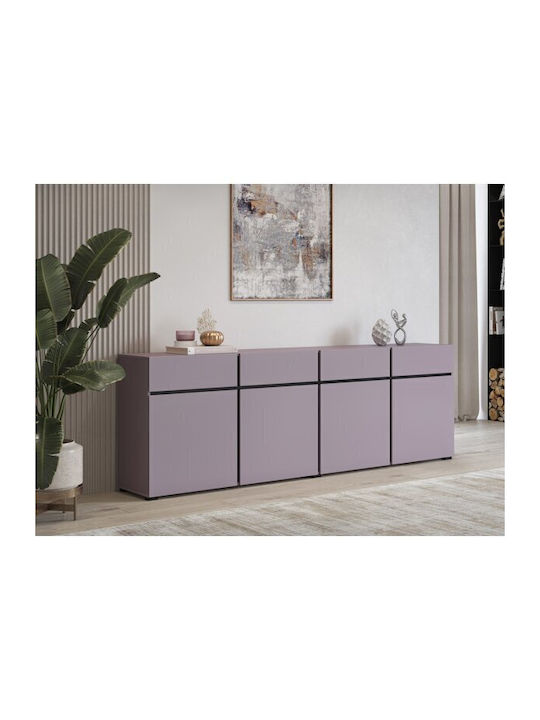 Bufet Alfere 100 cu Sertare Μαύρο, Μωβ 225x40x78cm