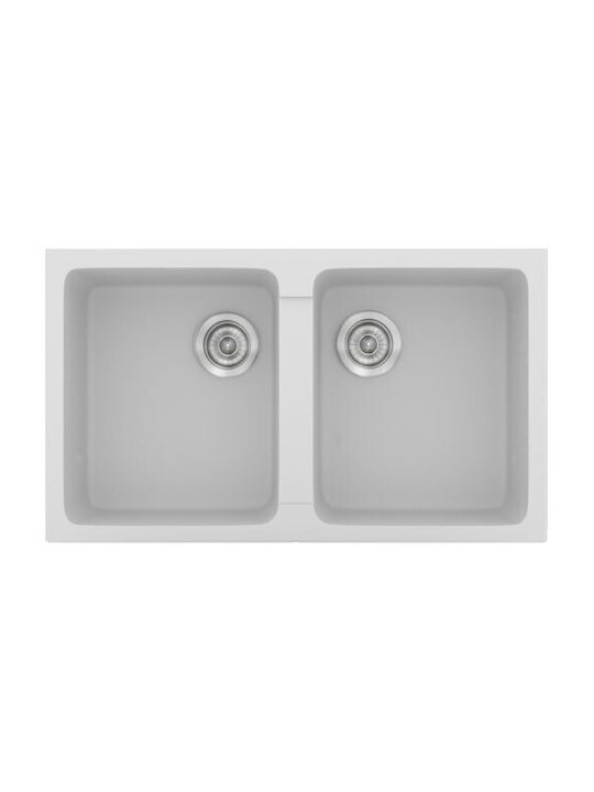 Sanitec Classic Ένθετος Νεροχύτης Inox με Μπαταρία Μ86xΠ50cm Λευκός