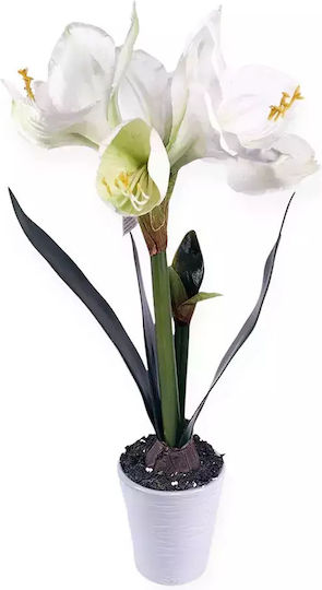 Artificial Potted Flower Jup Amaryllis 1851840-A 9236-11 White Ceramic Pot White 48 Cm
