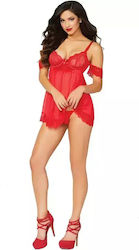 Seven Til Midnight Erotisches Babydoll Set 272357 10-256 2-teiliges Nachthemd String Rot S