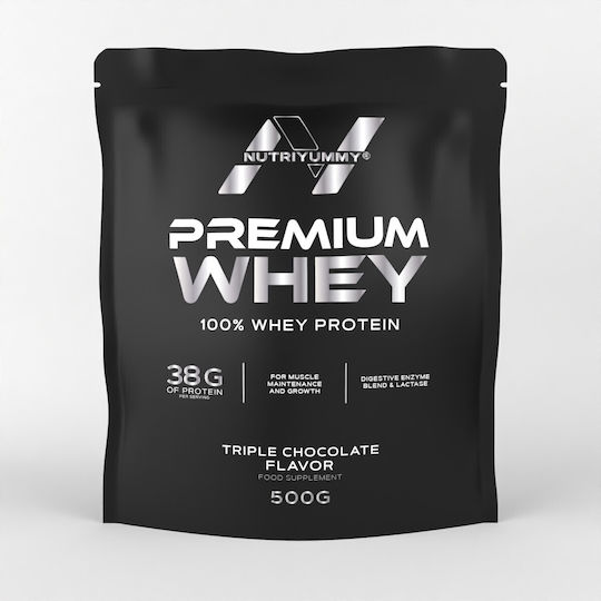 Nutriyummy Premium Whey Πρωτεΐνη Ορού Γάλακτος Χωρίς Γλουτένη με Γεύση Triple Chocolate 500gr