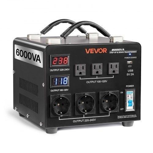 Vevor SXDYZHQZD110QYQQU001V2 Transformator de la 220V la 110V 6000VA