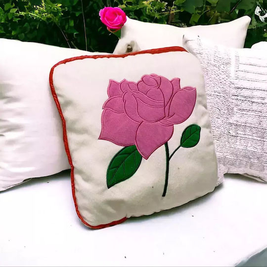 Dekoratives Kopfkissen Chippo 9344-55-2 Mll Rose Design Weiches Plüsch 40 x 40 cm Weiß Pink