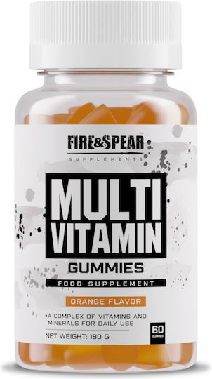 Fire & Spear Multivitamin for Immune System Boost & Bone Health Orange 60 jelly beans