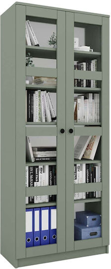 Office Storage Cabinet Lucas Glass Green 80x37x190cm