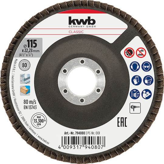 Δίσκος Φυλλαράκια Kwb Corund Κ80 115mm