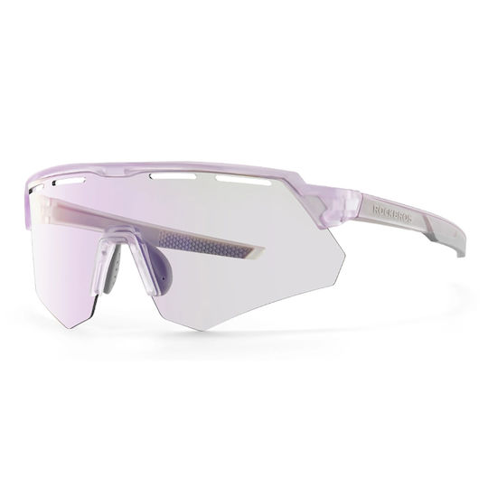 Rockbros Cycling Glasses with Purple Frame & Polarized / Transparent Lenses
