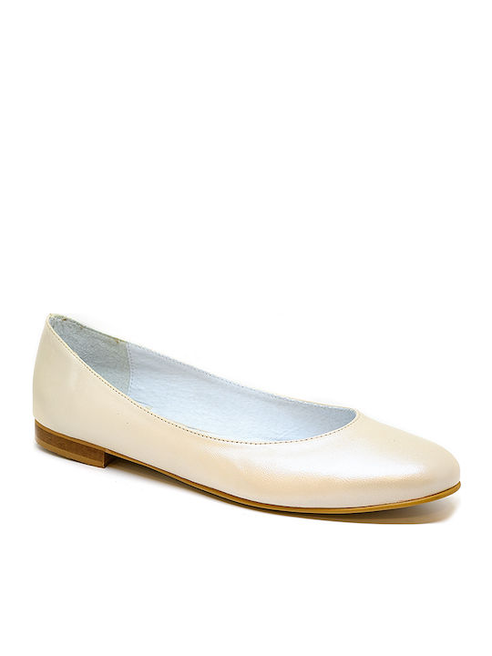 Bigshoes Lederne Damen Ballerinas in Beige Farbe
