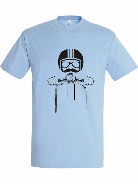 Tricou Unisex Vespa Rider Albastru Deschis