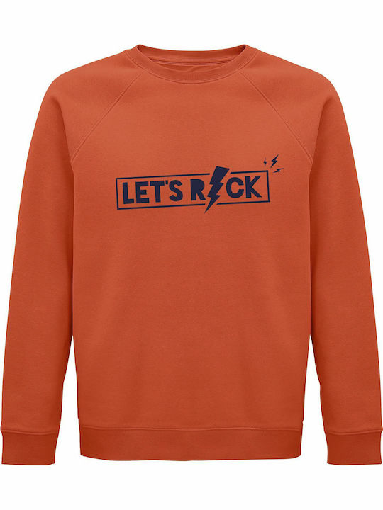 Sweatshirt Unisex Organic "let's Rock" Sweet Orange