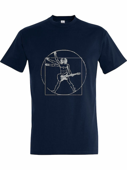 T-shirt Unisex "leonardo Da Vinci Rock Man" Fre...