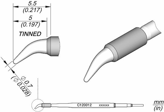 Jbc C120-012 Conical Bent Cartridge Ø 0.7 Pa120 Micro Tweezers
