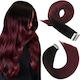 Remy Hair Αυτοκόλλητο Extension με Φυσική Τρίχα Ρεμί σε Σκούρο Μαύρο Χρώμα 1B/99J 55cm Balayage No 1b/99j 4τμχ