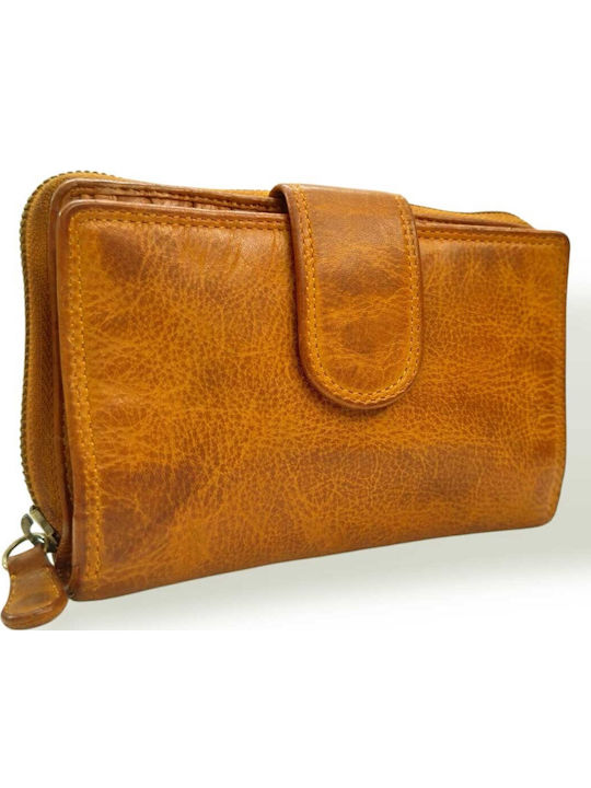 Large Leather Women's Wallet Tabac Brown