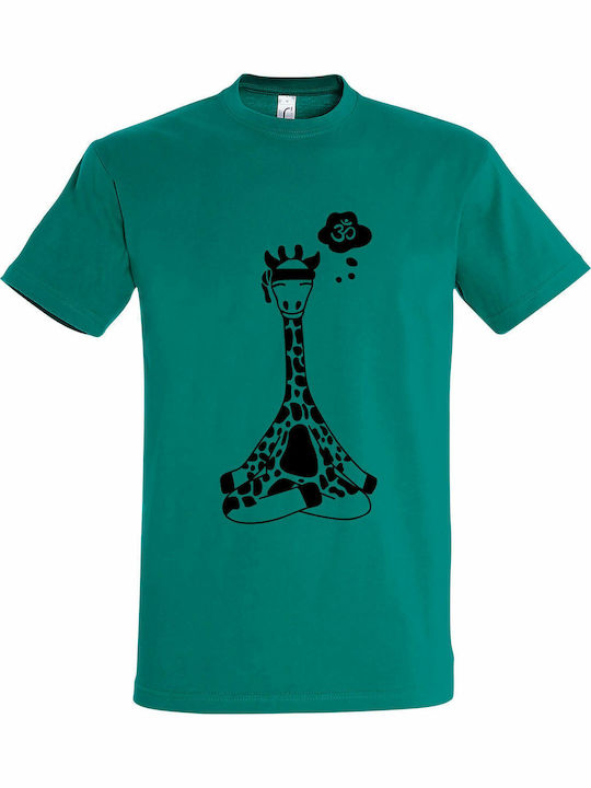 Unisex T-shirt Giraffe Yoga Sei Ruhig Grün