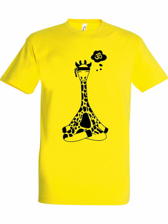 Unisex T-Shirt "Giraffe Yoga Stay Calm" Zitrone...