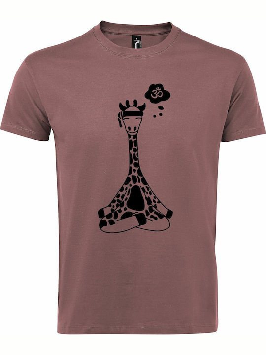 Unisex T-Shirt Giraffe Yoga Sei Ruhig Ancient Pink