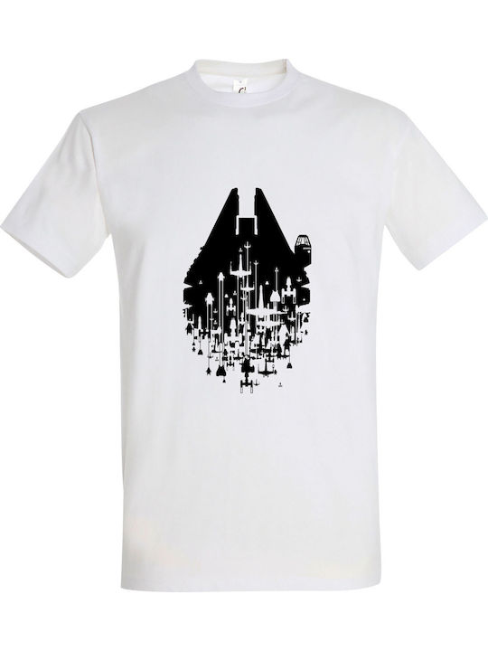 Unisex T-shirt Star Wars Spaceships Millennium Falcon White